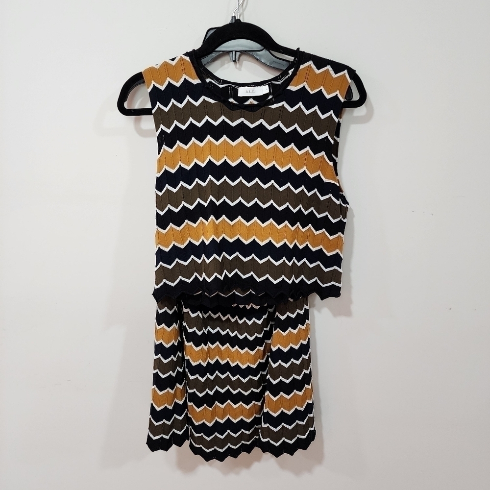 ALC chevron set, crop top/ skirt set, knit